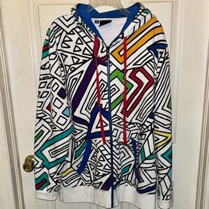 VURT Long Sleeve Geometric Print Full Front Zipper Hoodie Sweat Jacket. Sz XL.